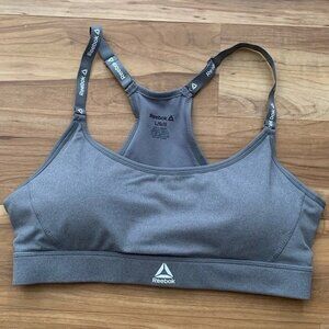 Reebok Sports Bra Gray Padded Racerback Women's Size Large Molded Cups NWT